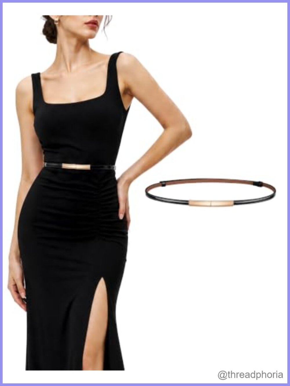 Skinny Leather Belt Patent Thin Waist Dress Metal Buckle Adjustable